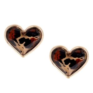 Leopard Heart Stud Earrings